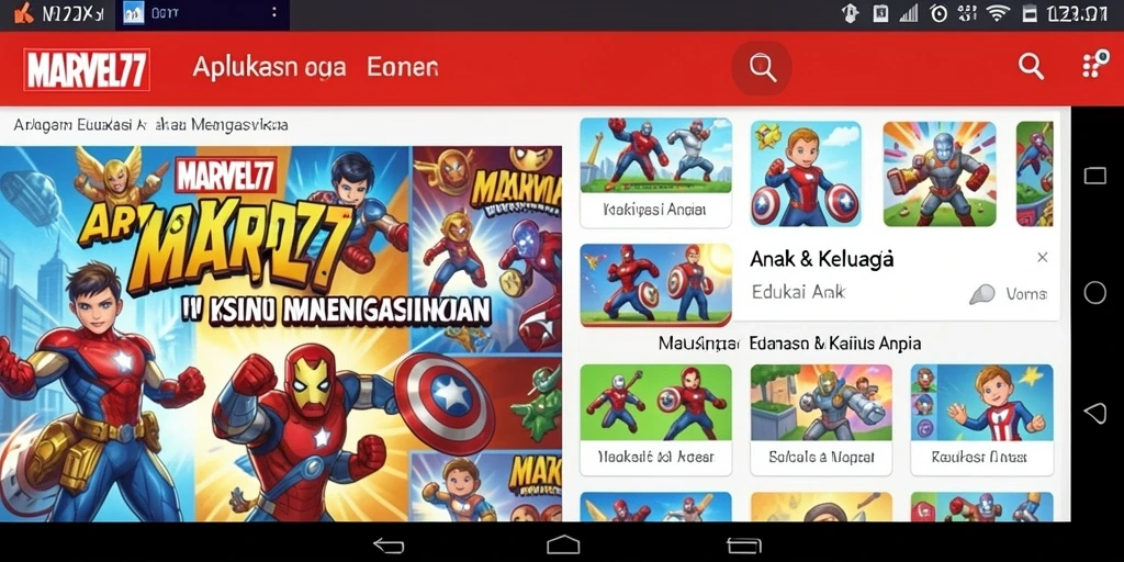 Antarmuka intuitif aplikasi Edukasi Anak MARVEL77.