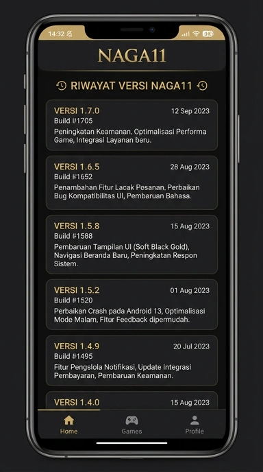 Tampilan riwayat versi naga11